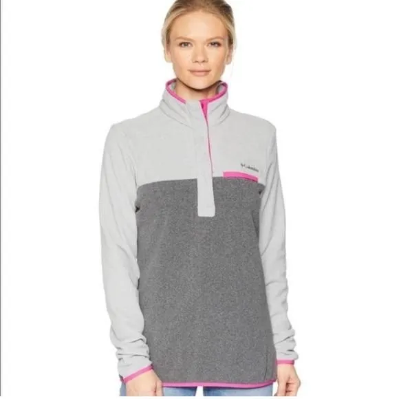 Product image for Columbia Foster Creek Half Snap 2 Tone Gray & Purple Trim Fleece Pullove…