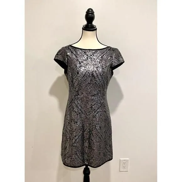 Product image for Nanette Lepore Chrome Sequin Cap Sleeve Dress Women's Size 6 EUC