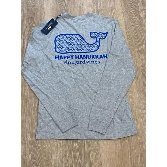 Product image for NWT Vineyard Vines Hanukkah Menorah Whale Long Sleeved Shirt Men's Size XS