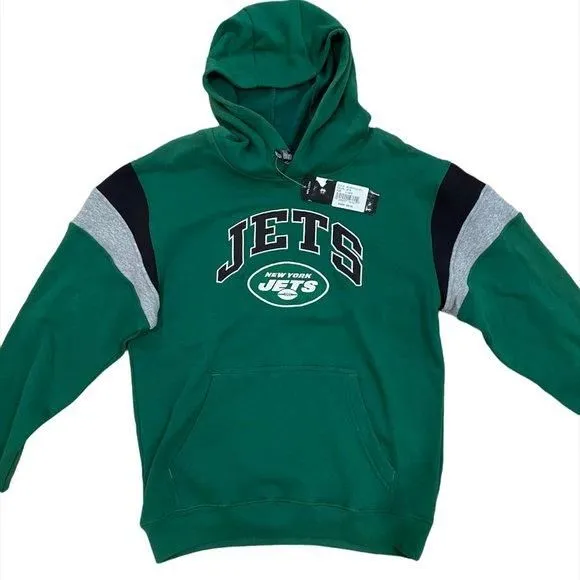 Product image for NFL Team New York Jets Retro Color Block Pullover Hoodie Youth Large, NWT