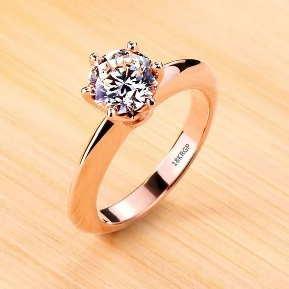 Product image for Womens 18k RGP Ring Solitaire CZ Size 10