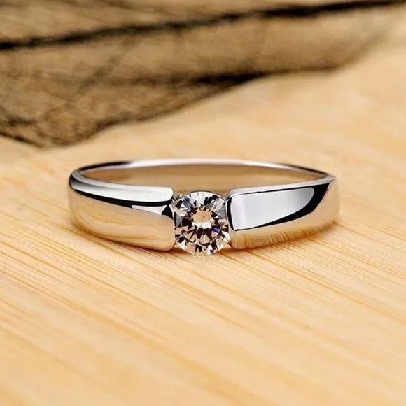 Product image for Womens Sterling Silver S925 Cubic Zirconia Ring Band Size 9