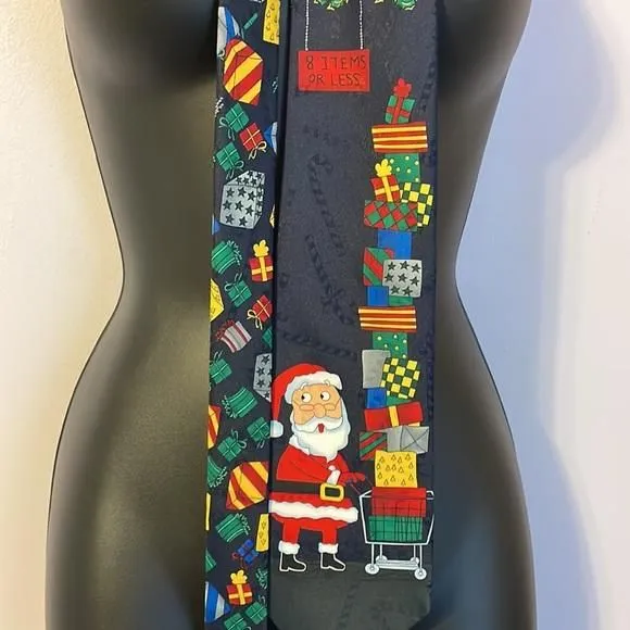 Product image for Vintage Hallmark Yuletide Greetings Christmas Santa Tie Checkout Lane