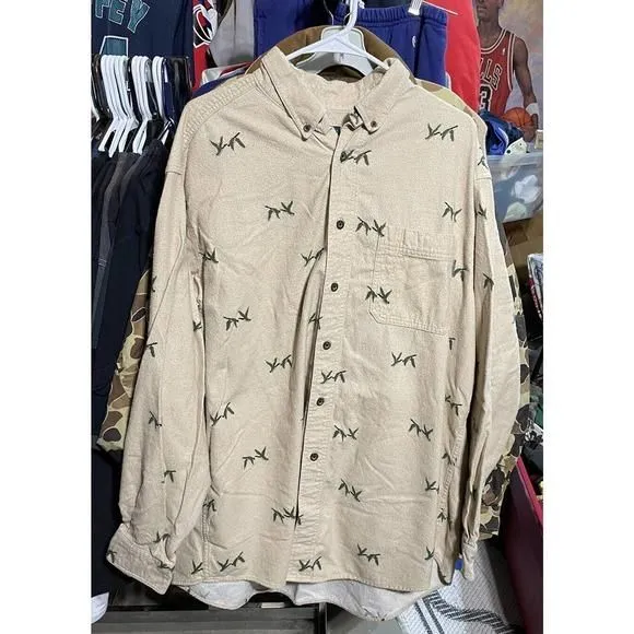 Product image for Vintage WOOLRICH Men’s XXL Geese Nature Button Long Sleeve Flannel 100% Cotton