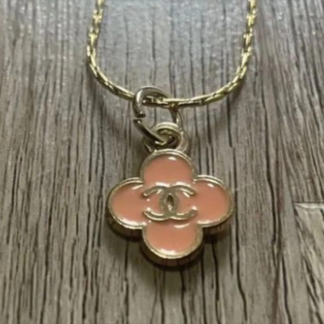 Product image for 2-Upcycled Chancel Necklace -Pink