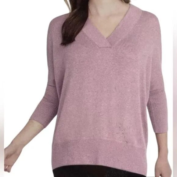 Product image for Matty M Mauve V Neck Dolman Knit 3/4 Sleeve Sweater Shirt