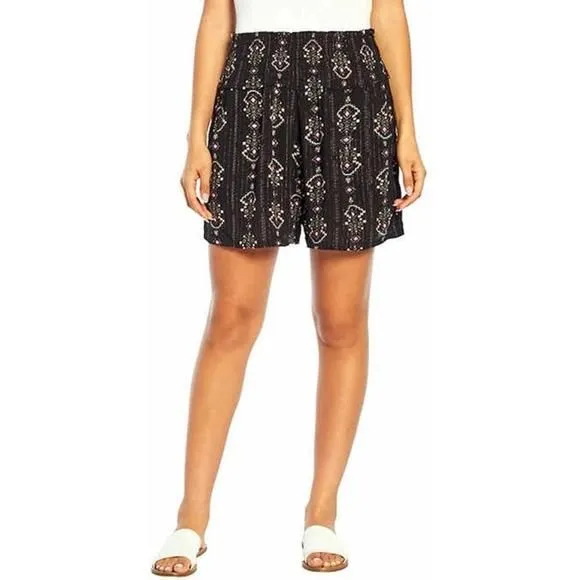 Product image for Three Dots Women's Printed Pull On Short (Black Metallic, S)