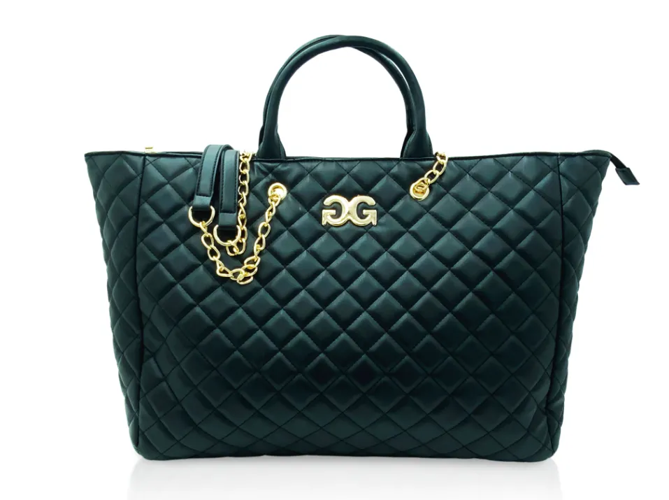 ! GILDA PARIS BLACK QUILTED TOTE BAG