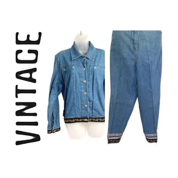 Product image for VTG Saint Germain of Paris Jean Jacket & Pant 2 Piece Denim Jacket & Jeans Set