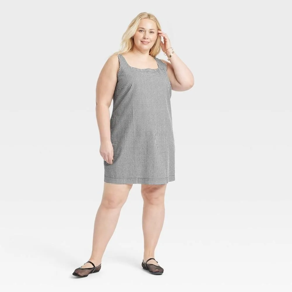 Women's Tank Mini Shift Dress - a New Day Black Gingham 3X: Cotton Linen  Blend, Squareneck, Wide Straps  Whatnot: Shop, Sell, Connect
