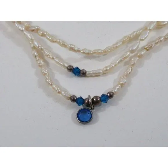 Product image for Nishima Pearl Company Necklace  Multi Strand Tiered Baroque Freshwater VTG Blue