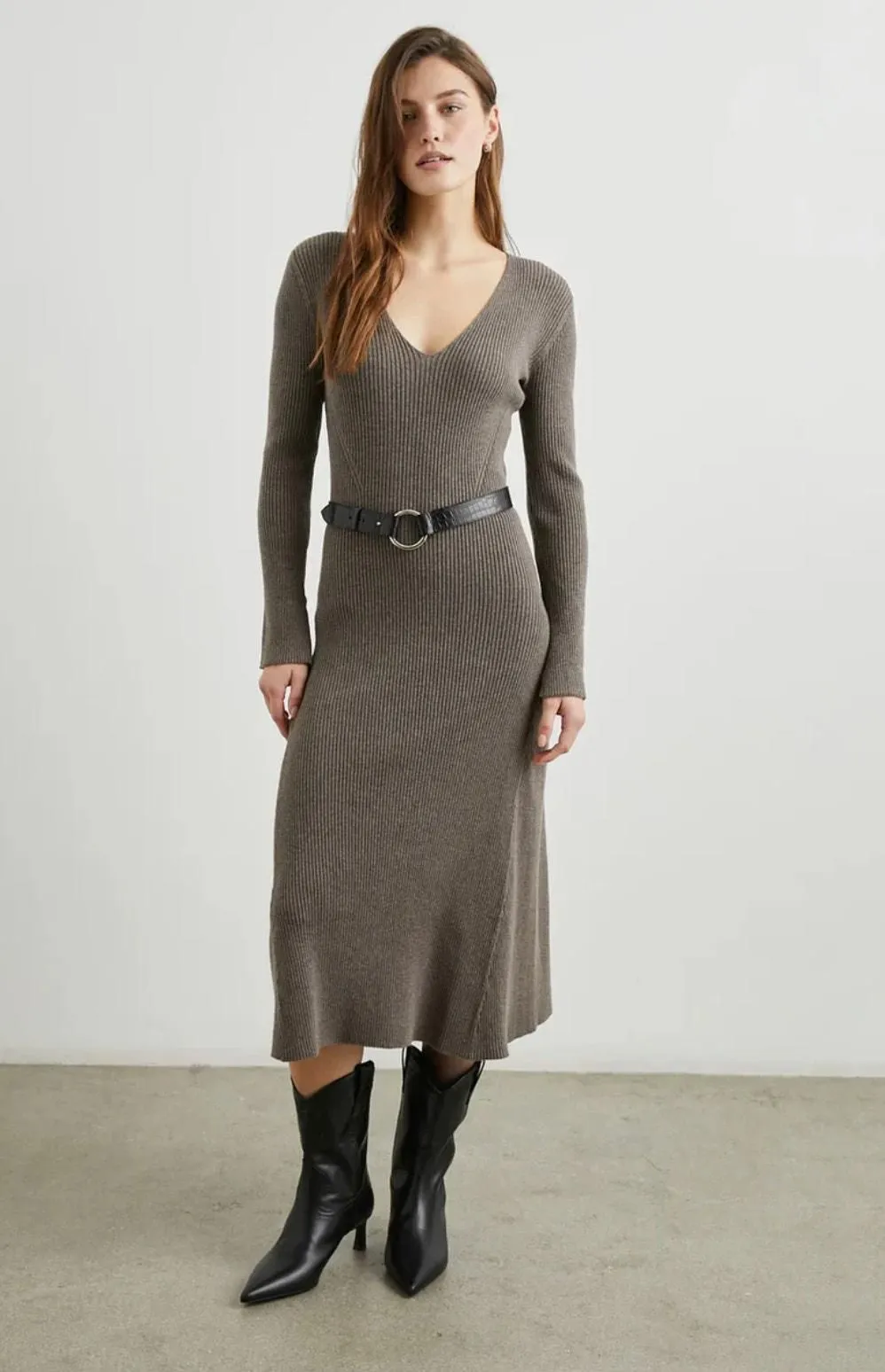 aje nina knit dress Focal Knit Midi Dress-BLACK / XS main image 0