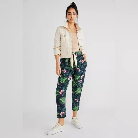 Product image for NWT Free People Sandrine Rose Butterfly Tropical Bush Pants