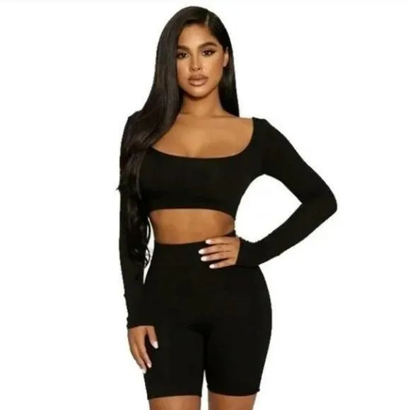 Product image for Naked Wardrobe Women's Black Snatched Ribbed Biker Shorts sz XL