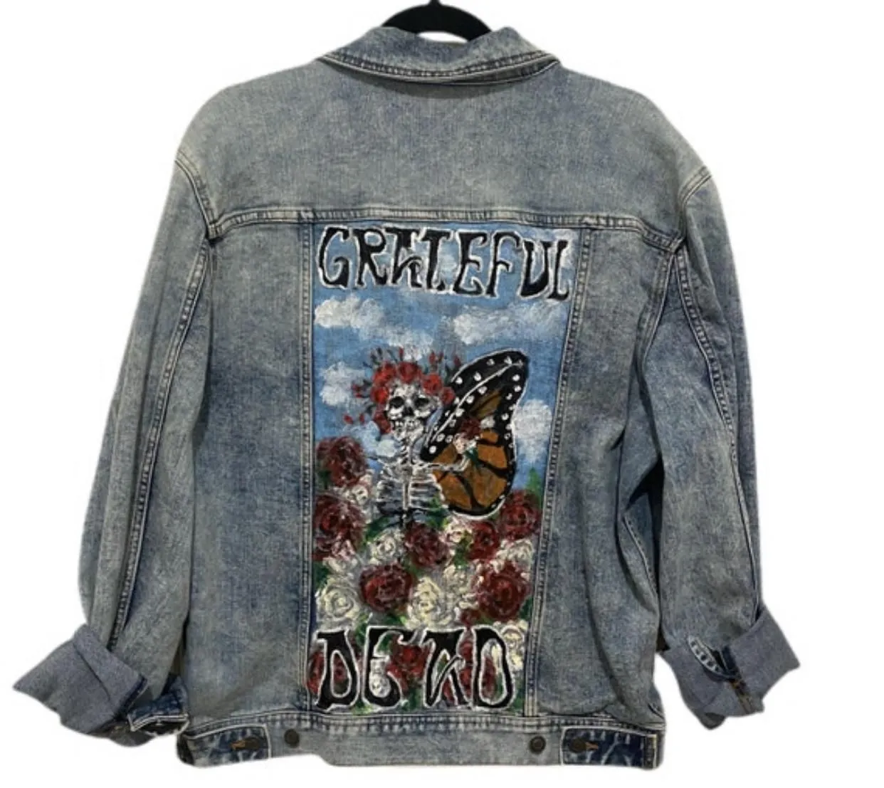 Product image for Hand painted Grateful Dead x Fairy Upcycled Jacket 
