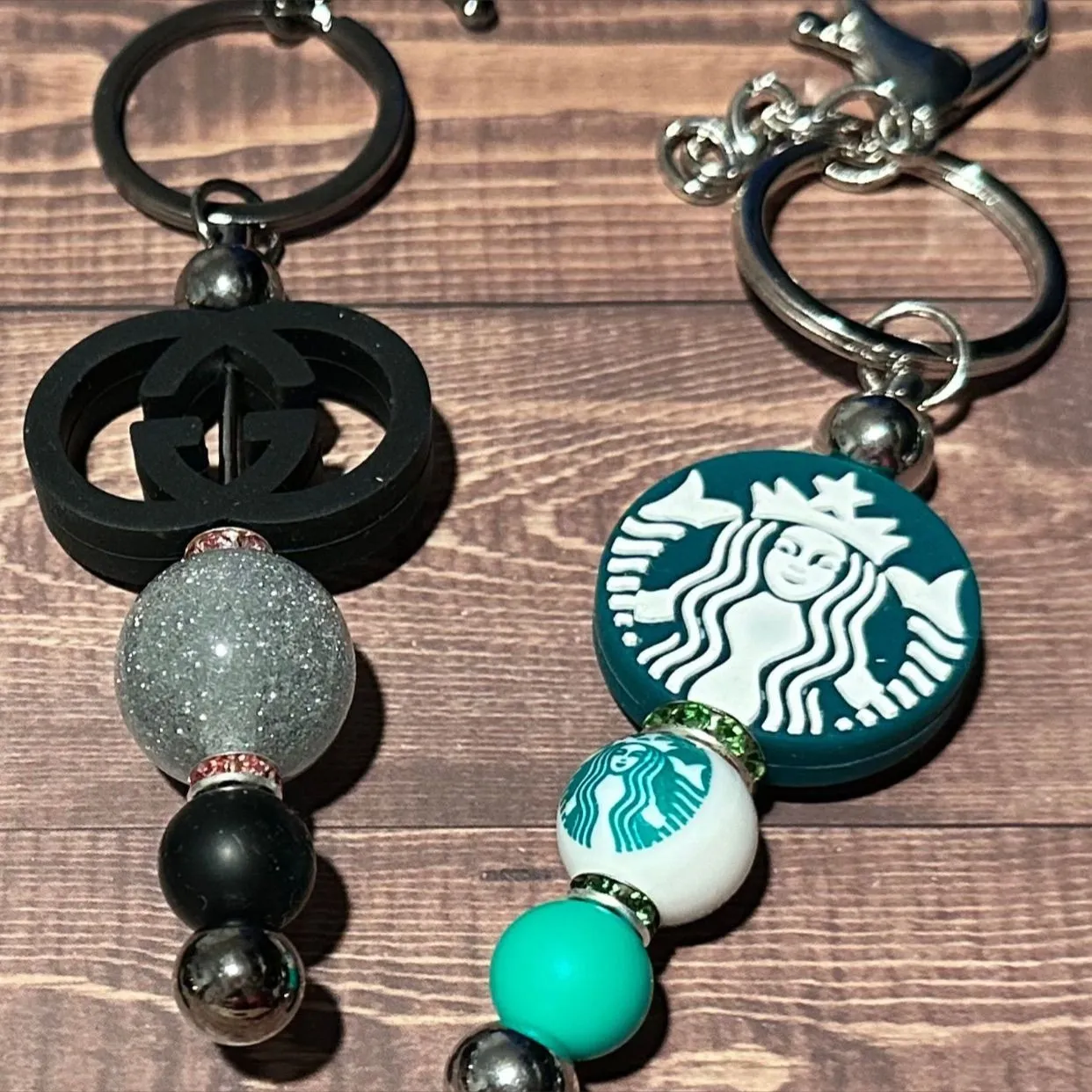 Product image for Custom Black G Beaded keychain ( See other listings for more designs)