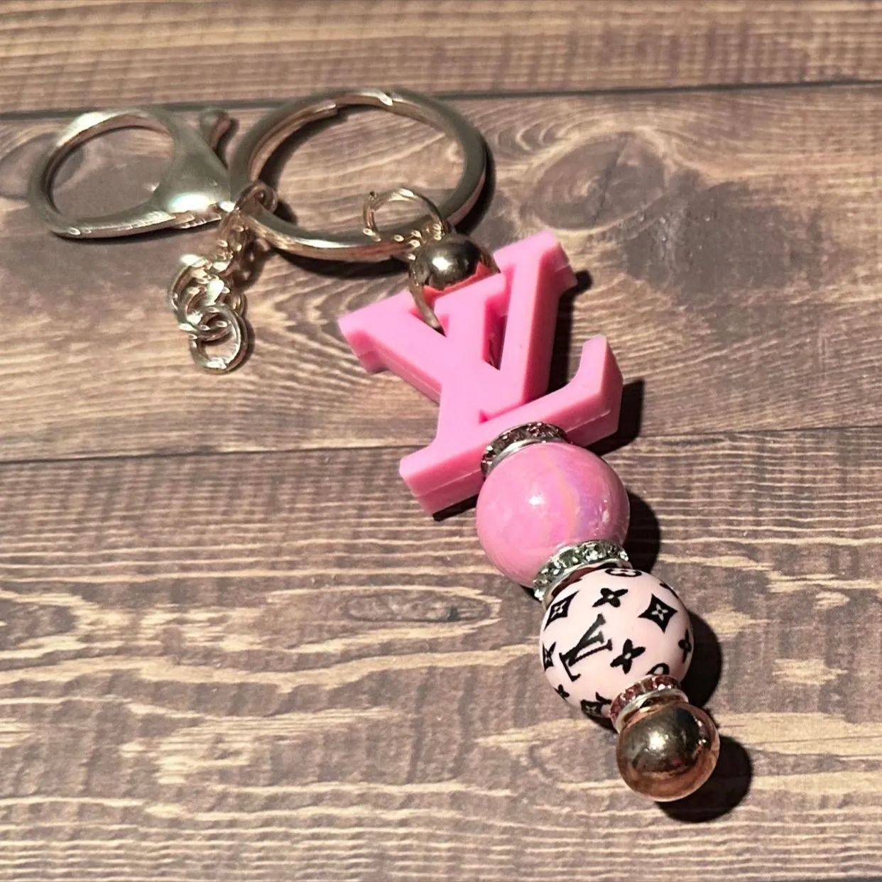 Product image for Custom Pink Beaded keychains
