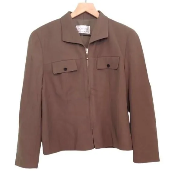 Product image for Ingenuity Olive Green Wool Blend Zip Up Blazer Jacket Size 12