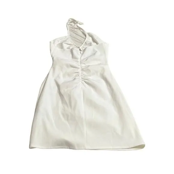 Zara White Cut Out Ruched Halter Mini Dress  Whatnot: Shop, Sell, Connect