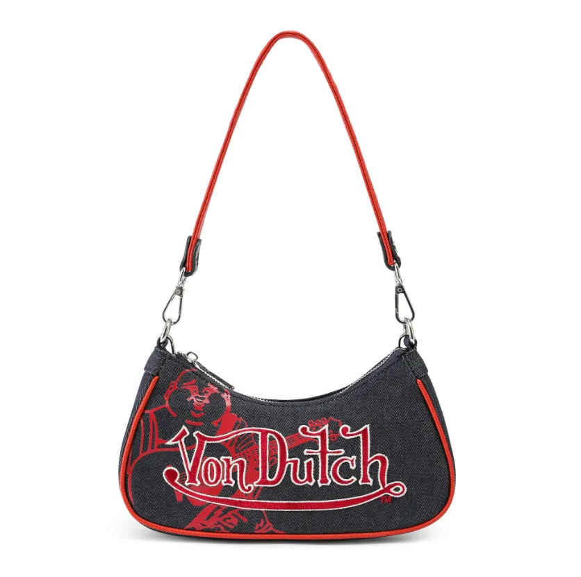 ! Von Dutch x True Religion Black Denim Shoulder Bag