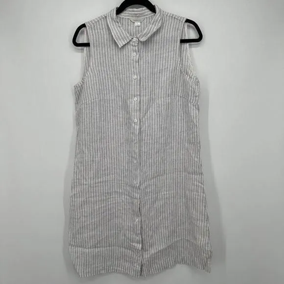 Women's Garnet Hill Striped Sleeveless Button Front Linen Shirt Dress Sz 10   Whatnot: Shop, Sell, Connect