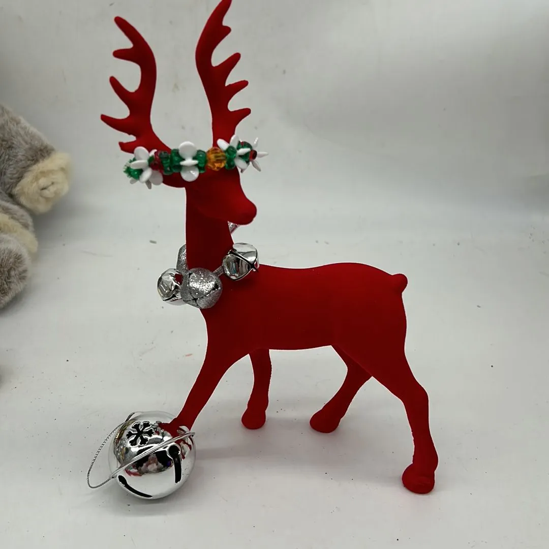 Product image for PG 10 - Flocked Reindeer w Silver Bell Collar