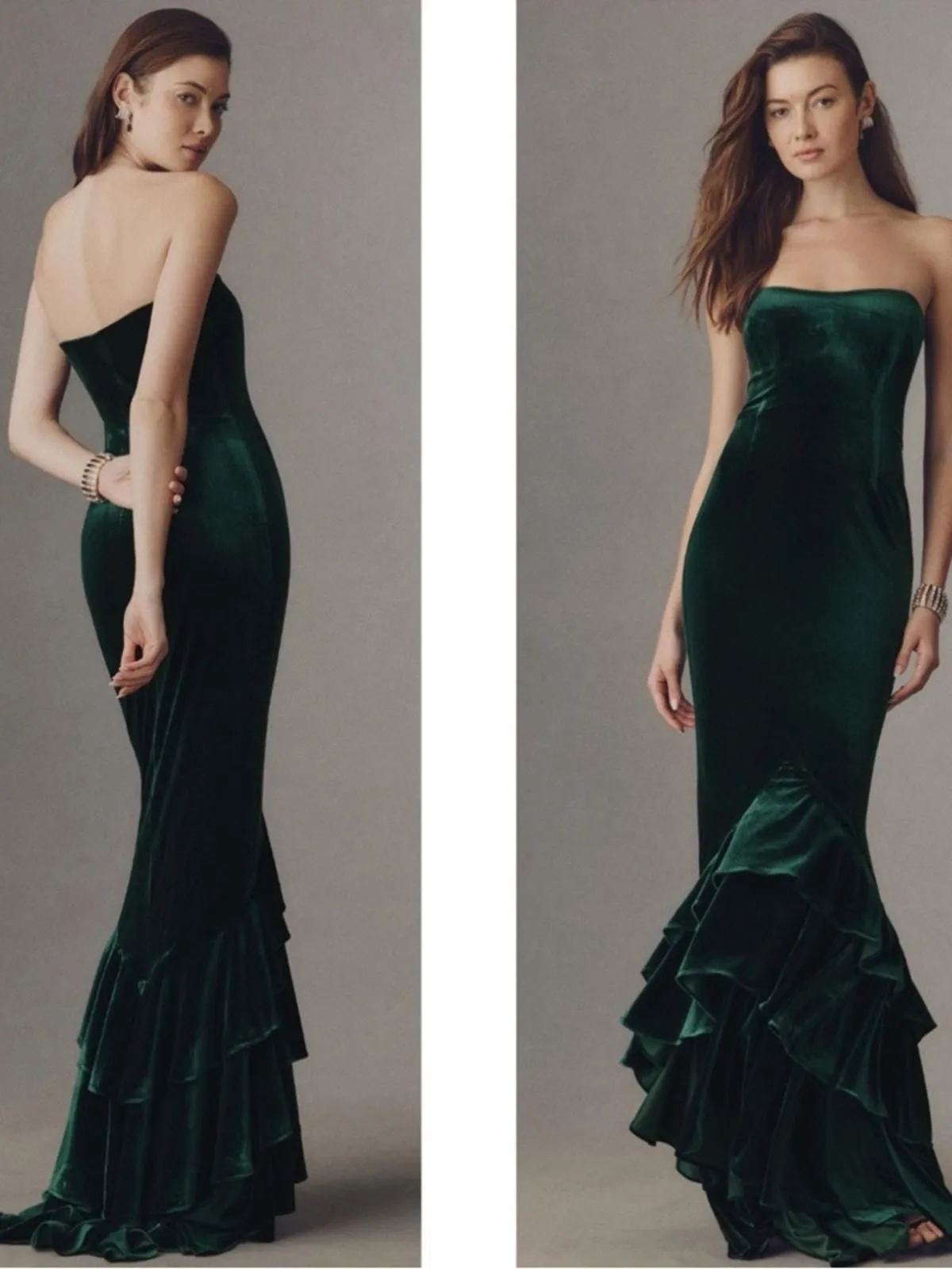 green rib midi dress Velvet Tiered Maternity Dress- Green main image 1