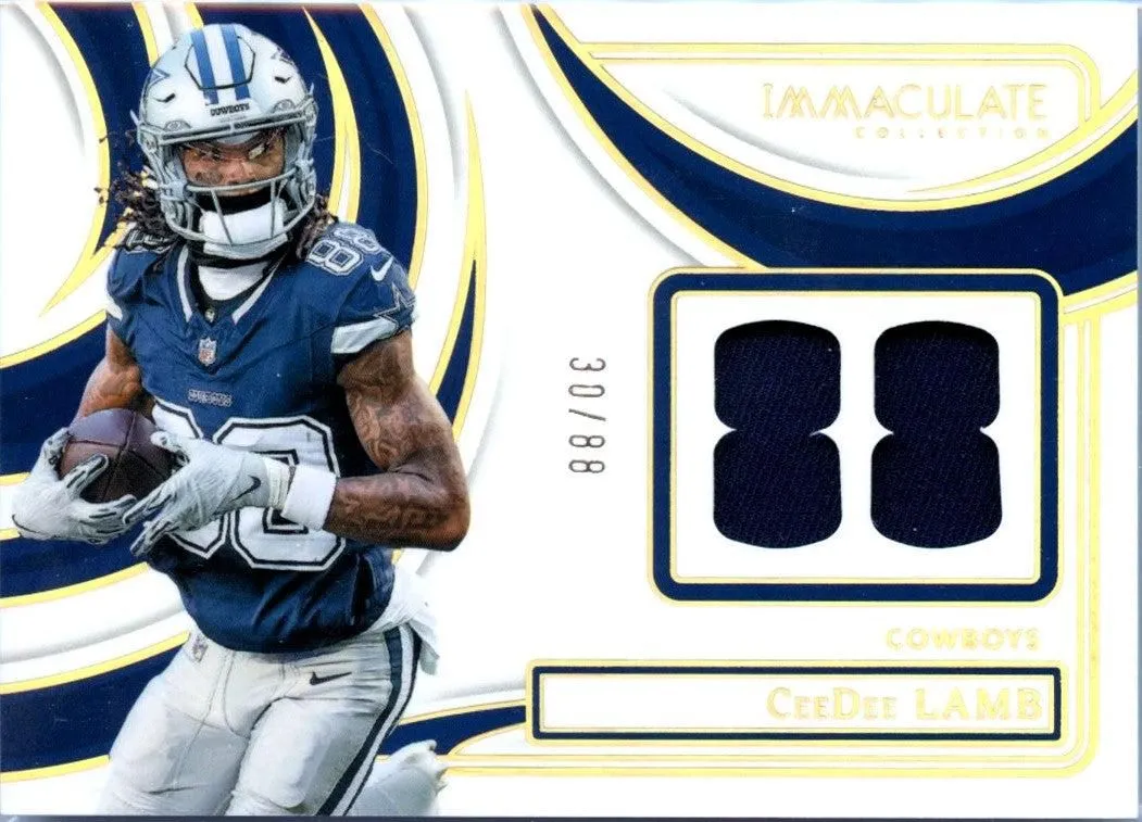 Ceedee Lamb 2024 Immaculate Holo Gold Number Jersey Patch SP 30/88