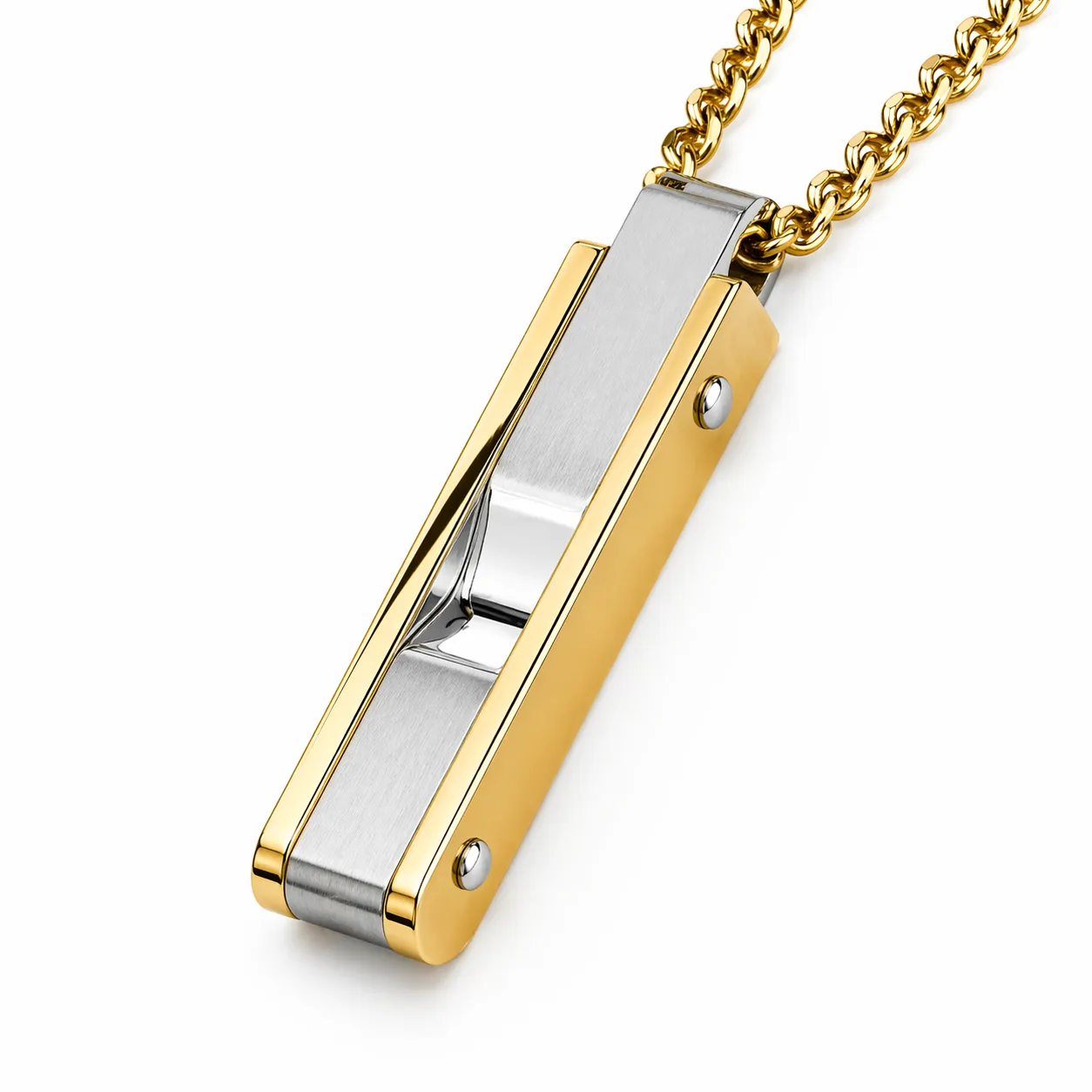 Inlay Bar Pendant — Silver / Gold