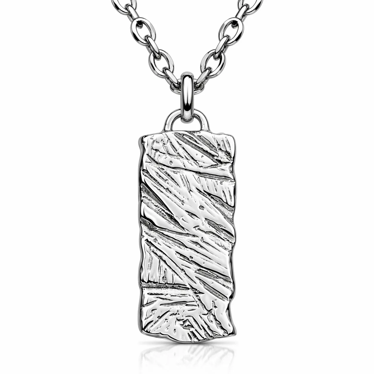 Textured Tag Pendant — Silver