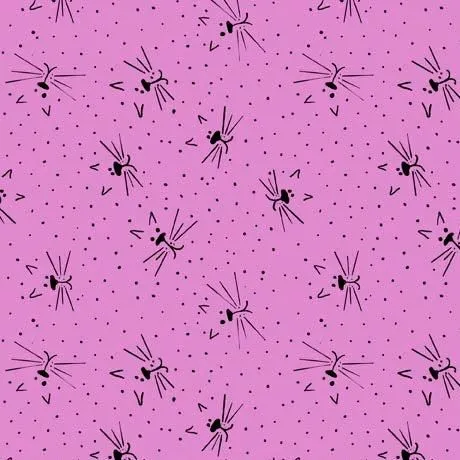 QT Fabrics | Here Kitty Kitty | Kitty Face Sketch | Pink