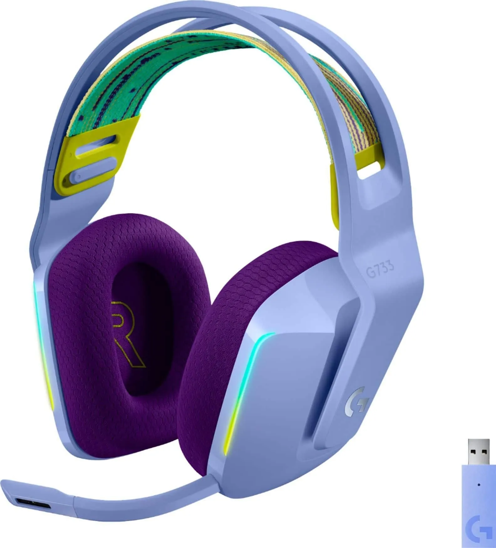 HEADSET PC-G733 LIGHTSPEED Wireless RGB Gaming Headset-LILAC-2.4GHZ- 981-000889