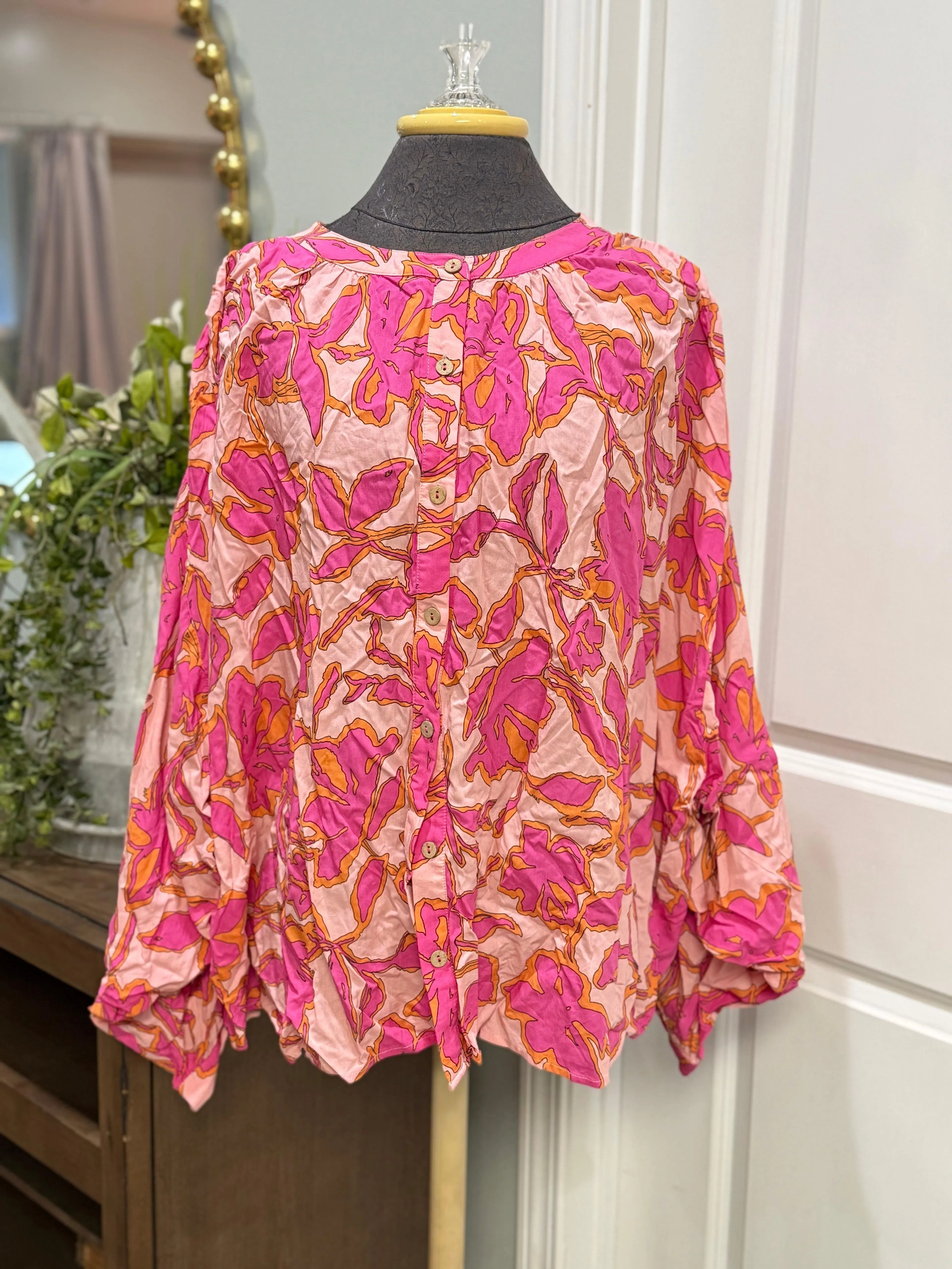 Womens Floral Button Down Blouse XXL