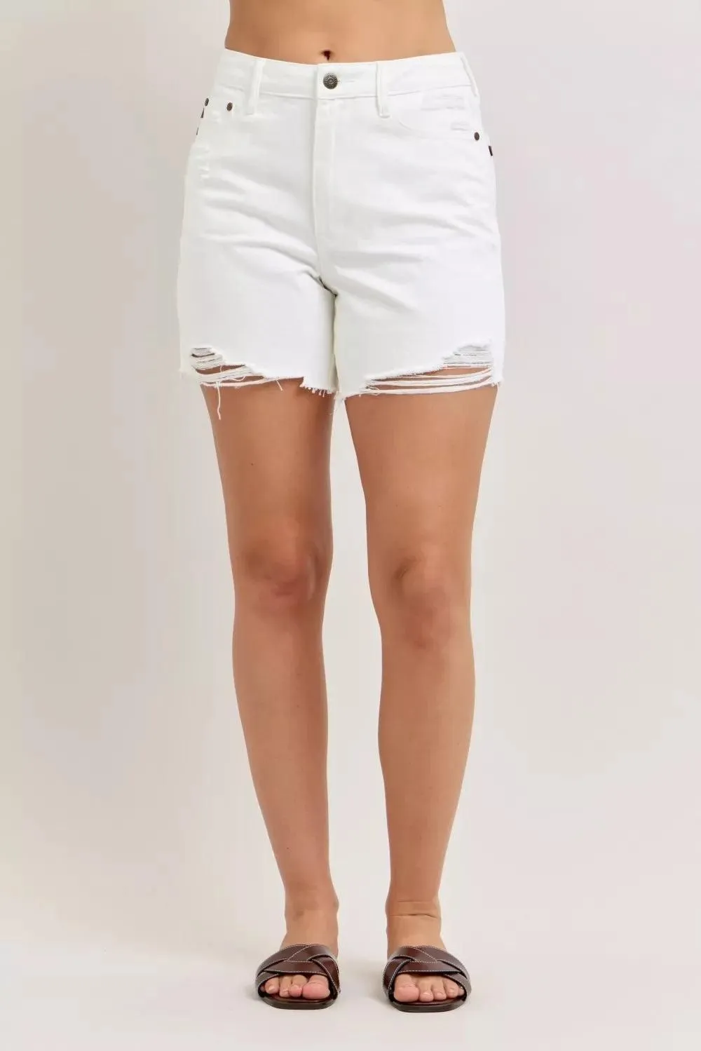 7459 Judy Blue High Waist Rigid Magic Dad Short with Cell Phone Back Pocket