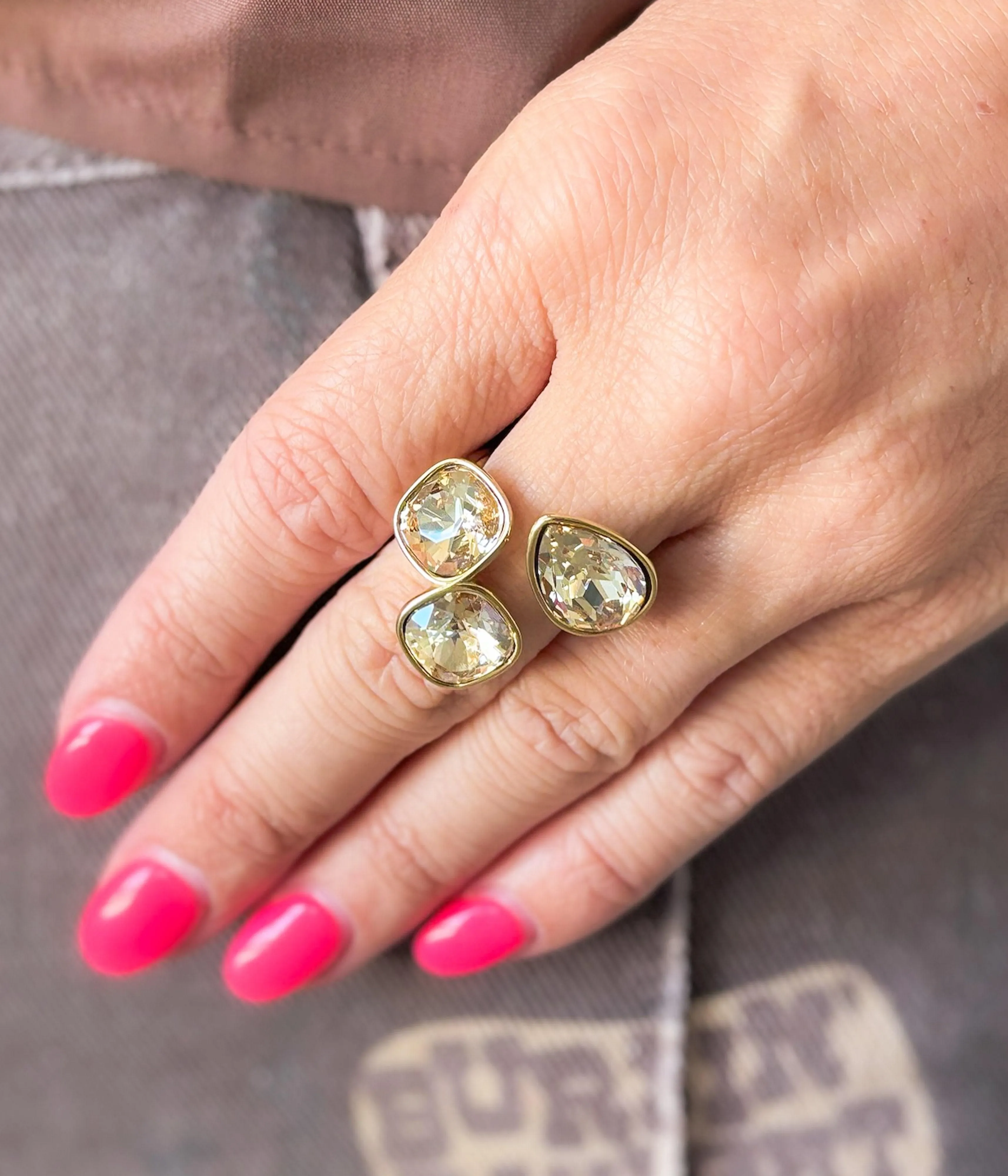 Gold Three Stone Statement Ring