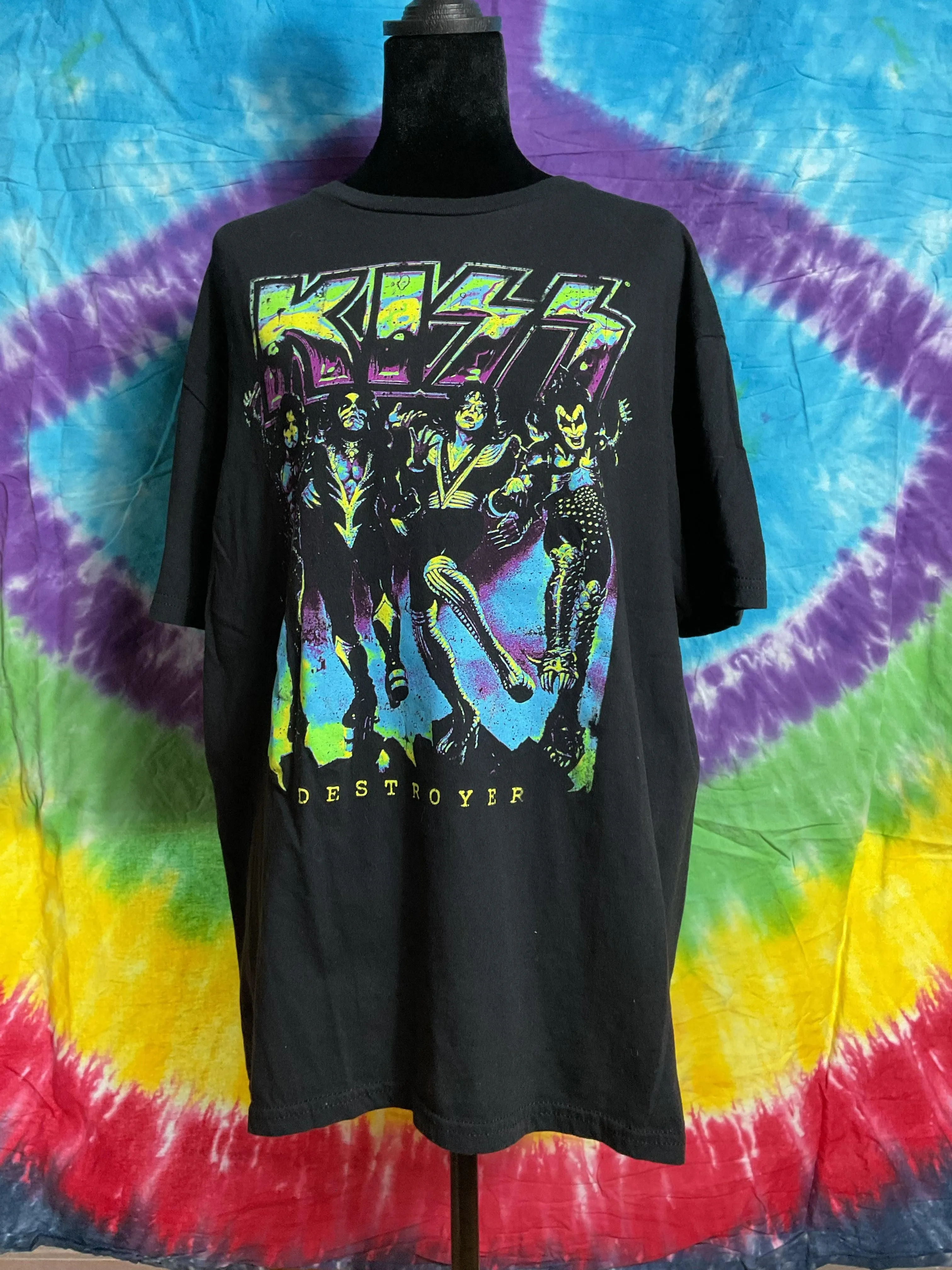 KISS Destroyer Neon Graphic Band T-Shirt Mad Engine Large