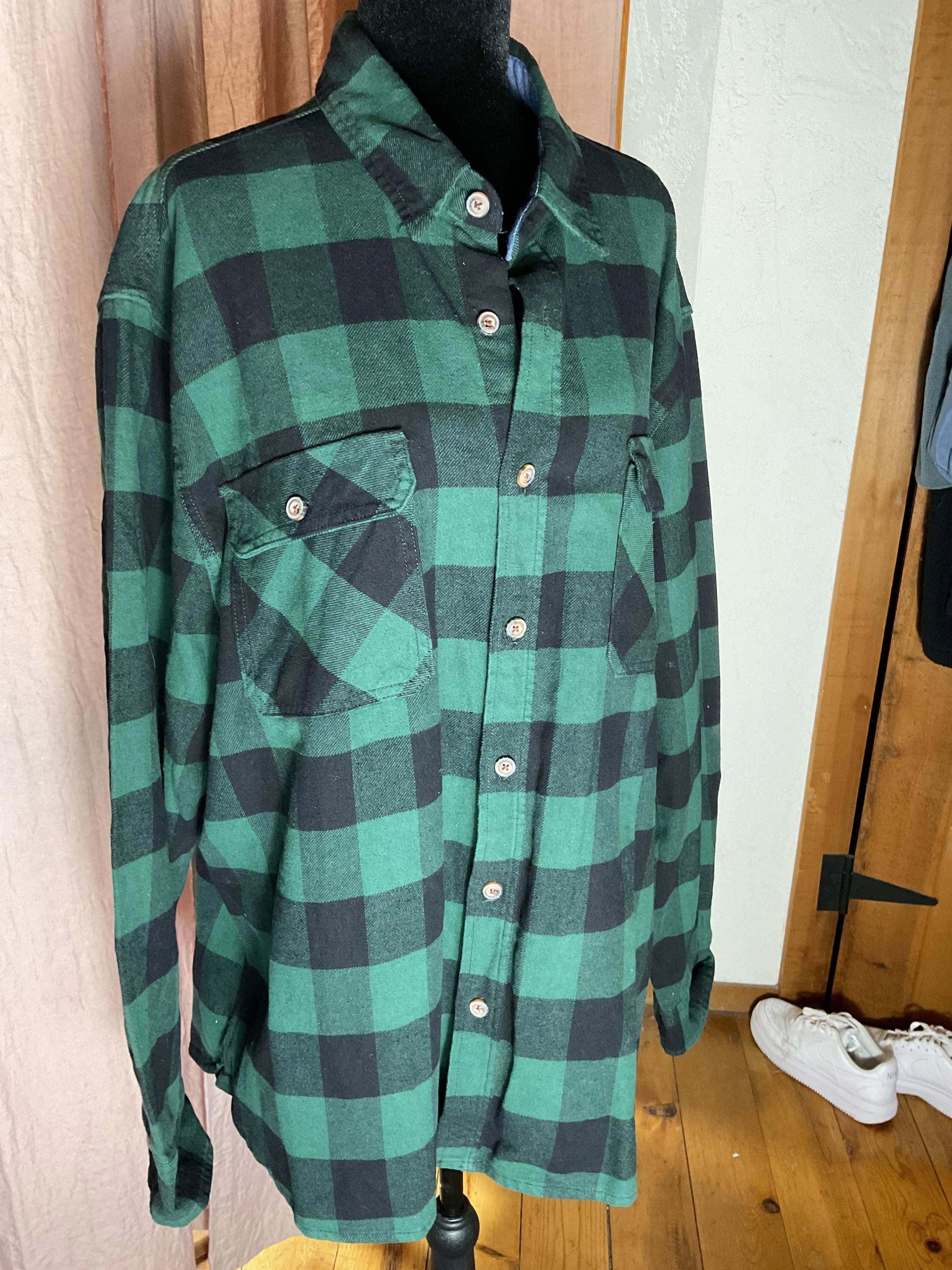 Jachs NY Heritage Flannel Shirt Mens XL Green Black Buffalo Plaid