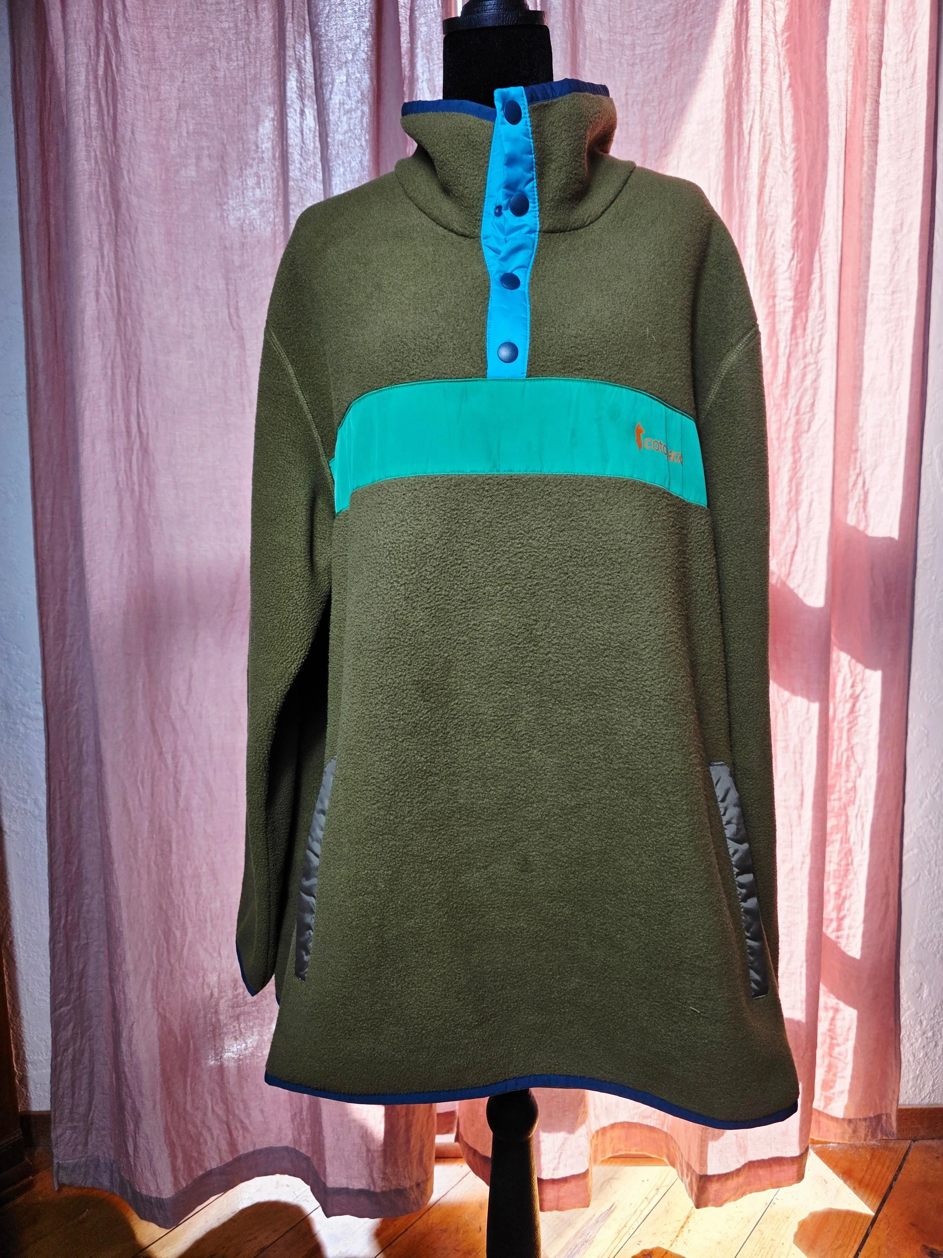 Cotopaxi Teca Fleece Pullover Men’s XXL Olive Green Blue Snap Up