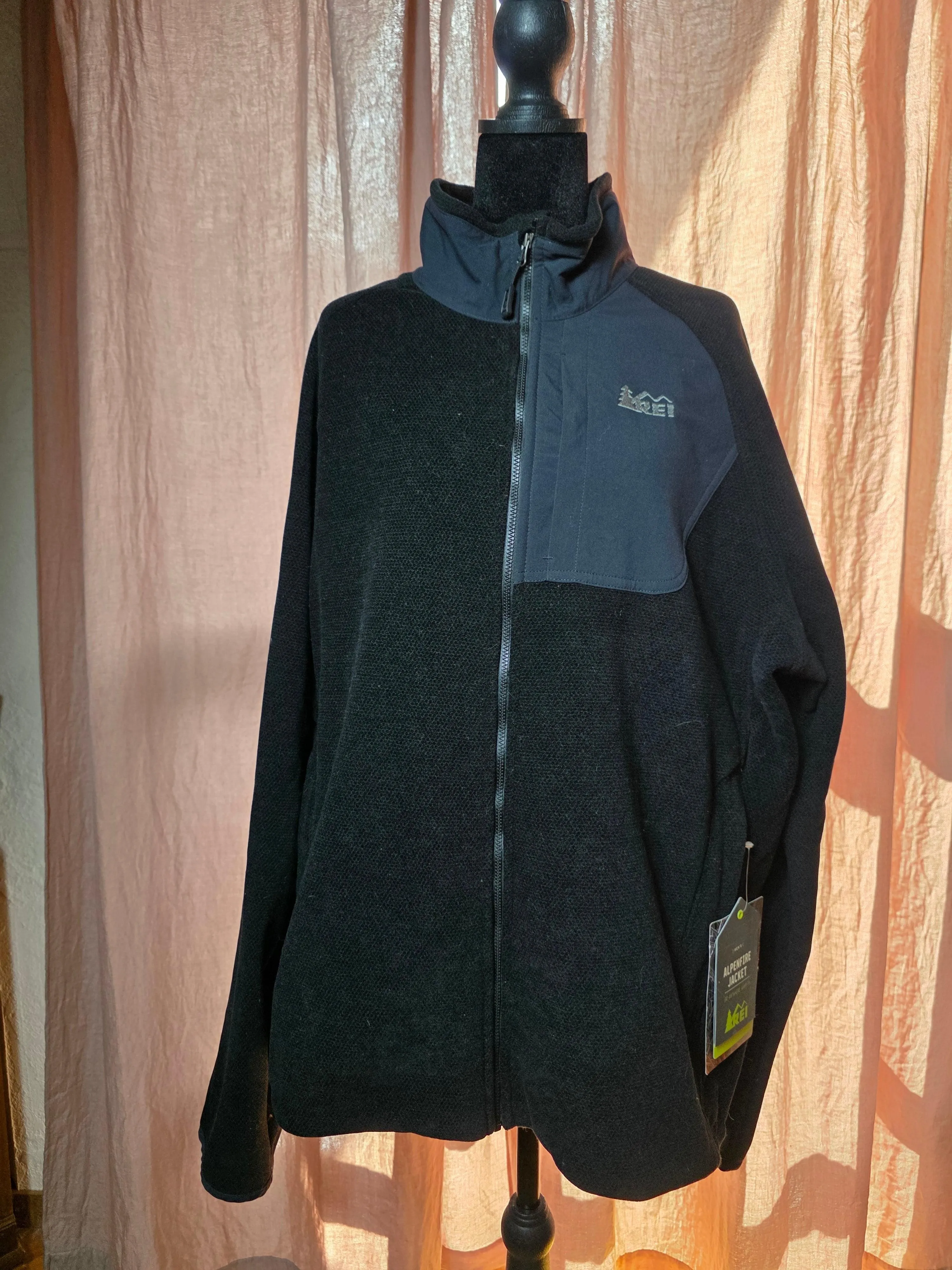 REI Men’s Alpenfire Jacket Polartec Thermal Pro Fleece Black XL
