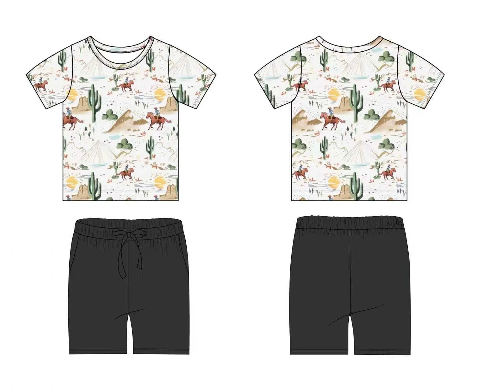 Western Roundup Daywear - Bamboo top & terry bamboo shorts