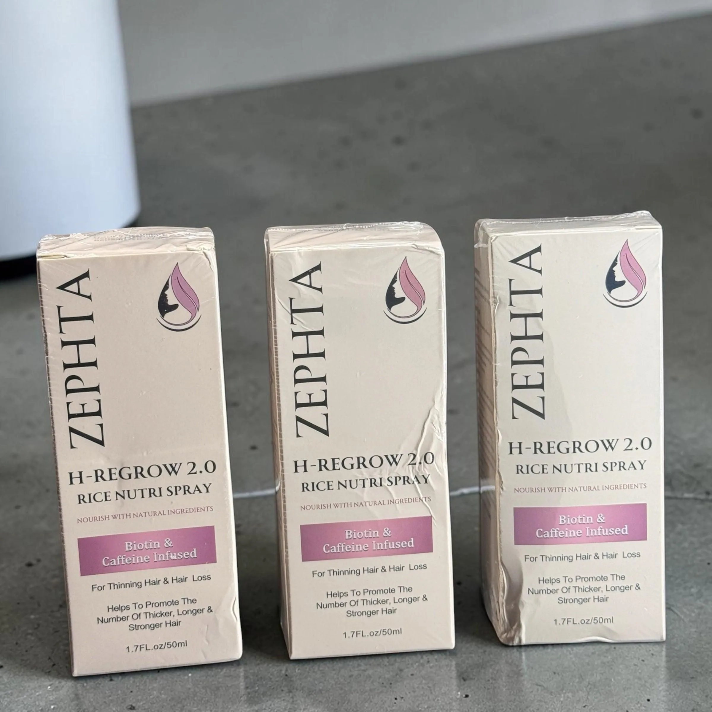 Zephta H-Regrow Hair Growth Spray – With Rice Water, Biotin, Aloe Vera, Caffeine, and Ginger – Hair Growth Product for Men and Women – For Thinning Scalp