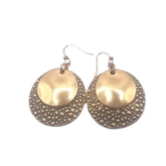 Product image for Gold tone and bronze Women's multi layered round French‎ hook earrings