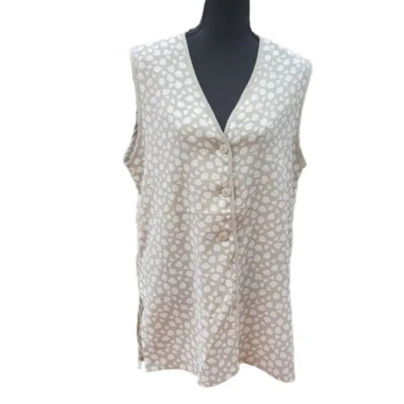 Product image for LaChine Classic‎ by Galinda Wang Blouse Button Up Sleeveless Grey White