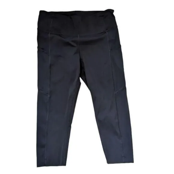 Product image for Women's Leggings Black Cropped‎ Medium Yoga Workout Drawstring activewear