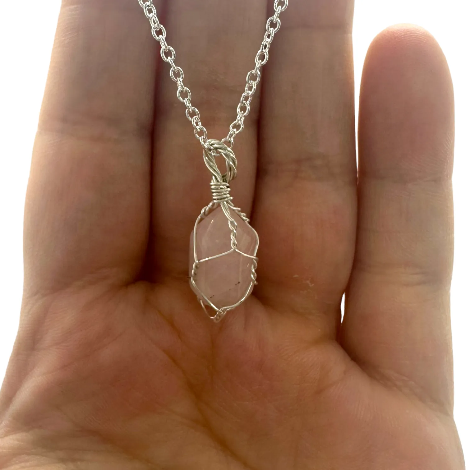 Mini Sterling Silver | 14KT Gold Filled Rose Quartz Wire Cage Pendant