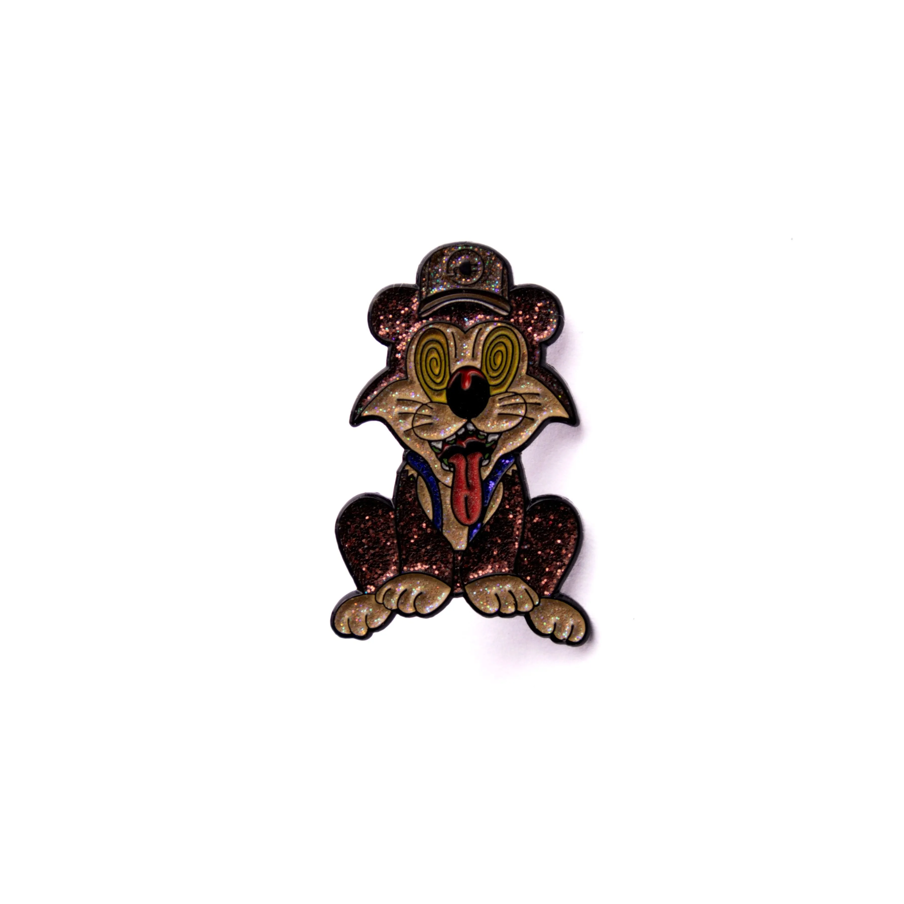 Psyco Cat Brown Graphic Pin