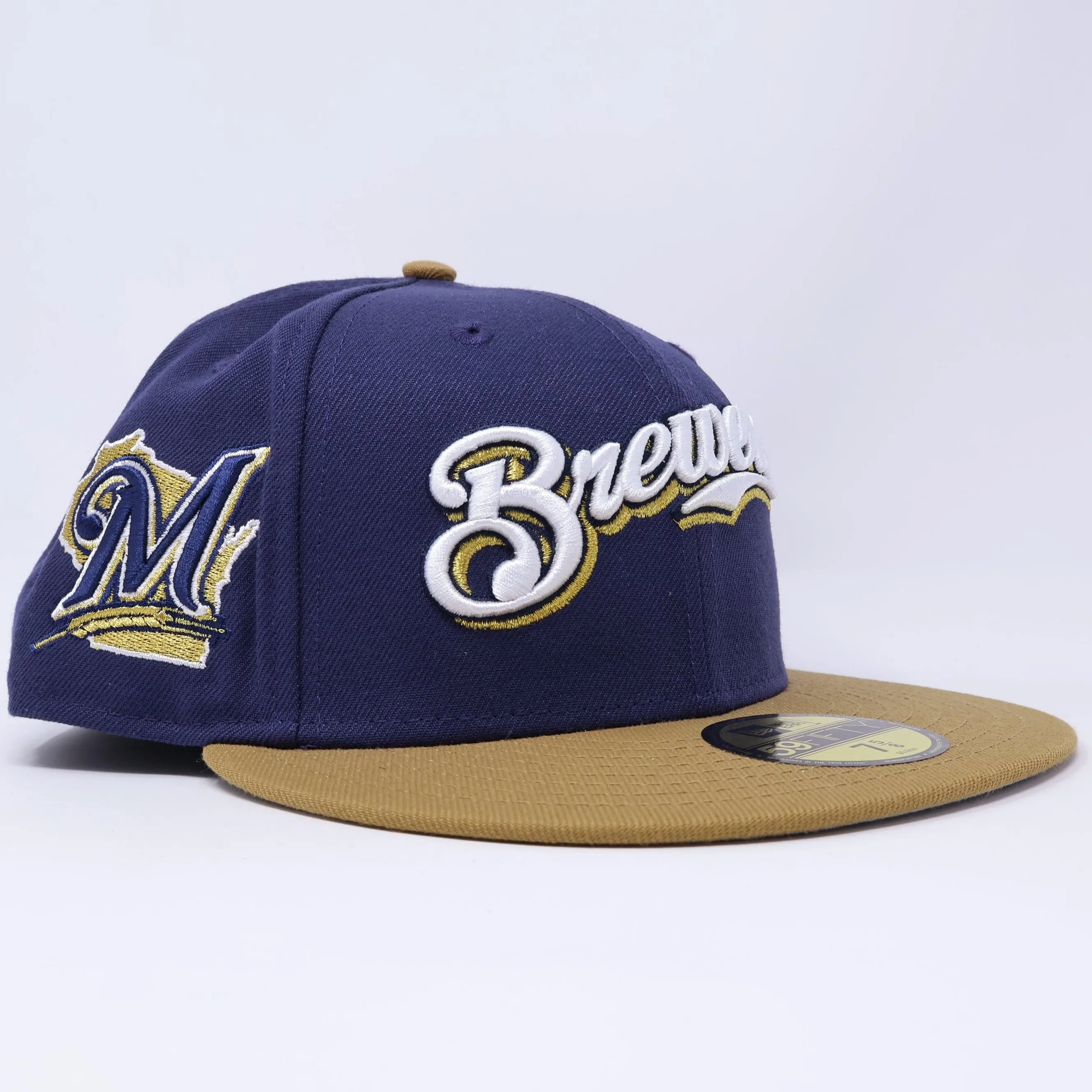 NWT 5/8 Navy Milwaukee Brewers Side Patch Logo 59fifty New Era Fitted Cap Hat
