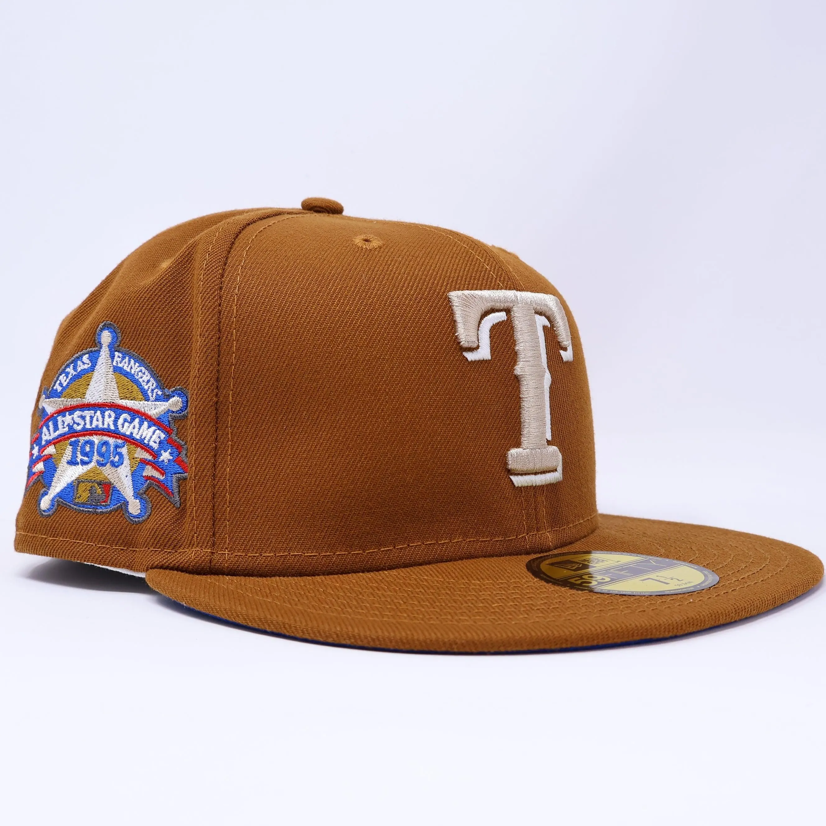 NWT 1/2 Brown Dallas Texas Rangers 1995 All Star Game 59fifty New Era Fitted Hat Cap