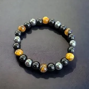 Triple Protection Bracelet - Tiger Eye - Hematite - Obsidian 8 or 10mm