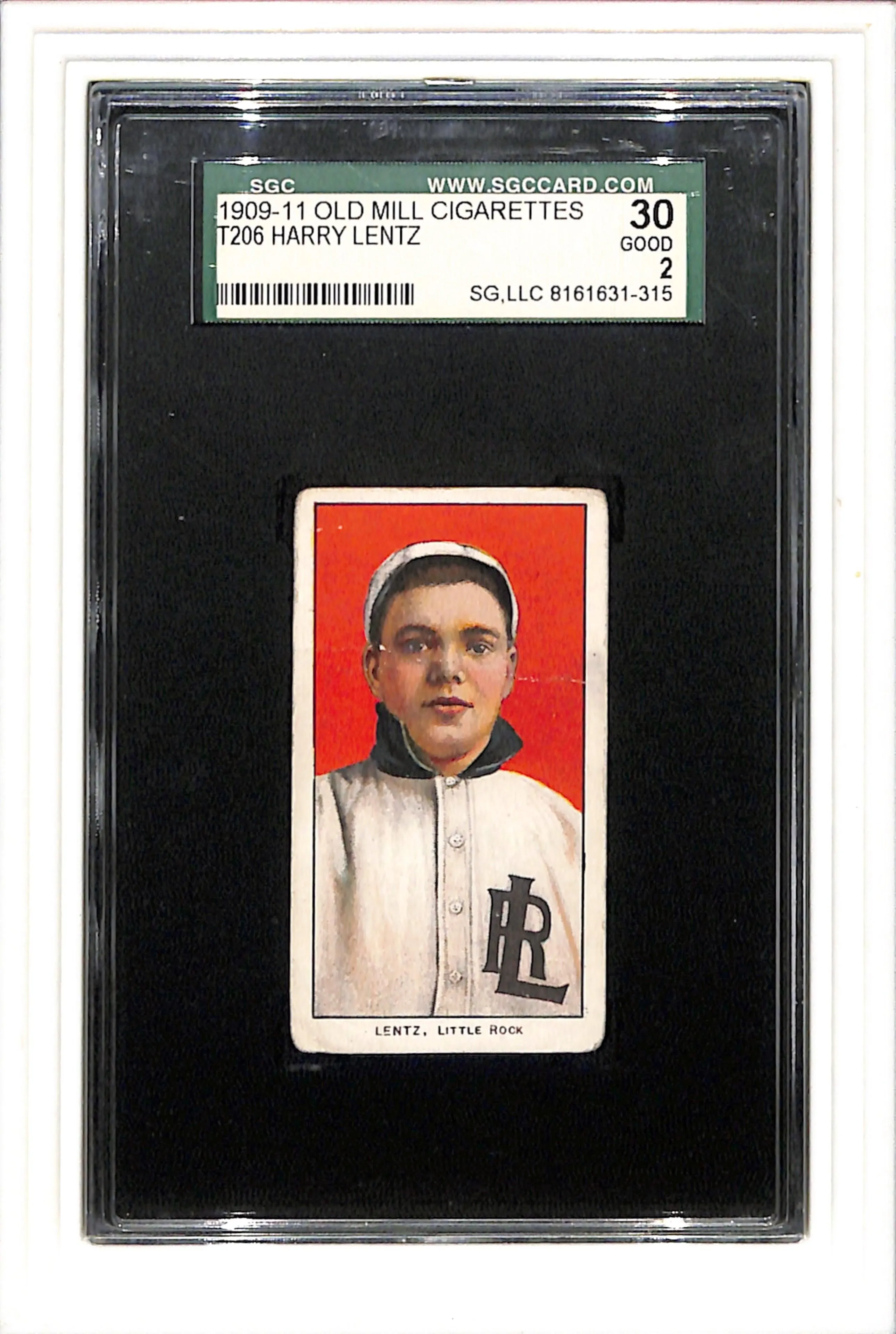 1909-11 T206 Harry Sentz (Lentz) SGC 2 Old Mill